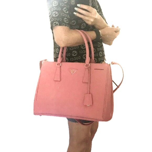 Beautiful 2Way Saffiano Leather Shoulder Hand bag Pink - Picture 11 of 13